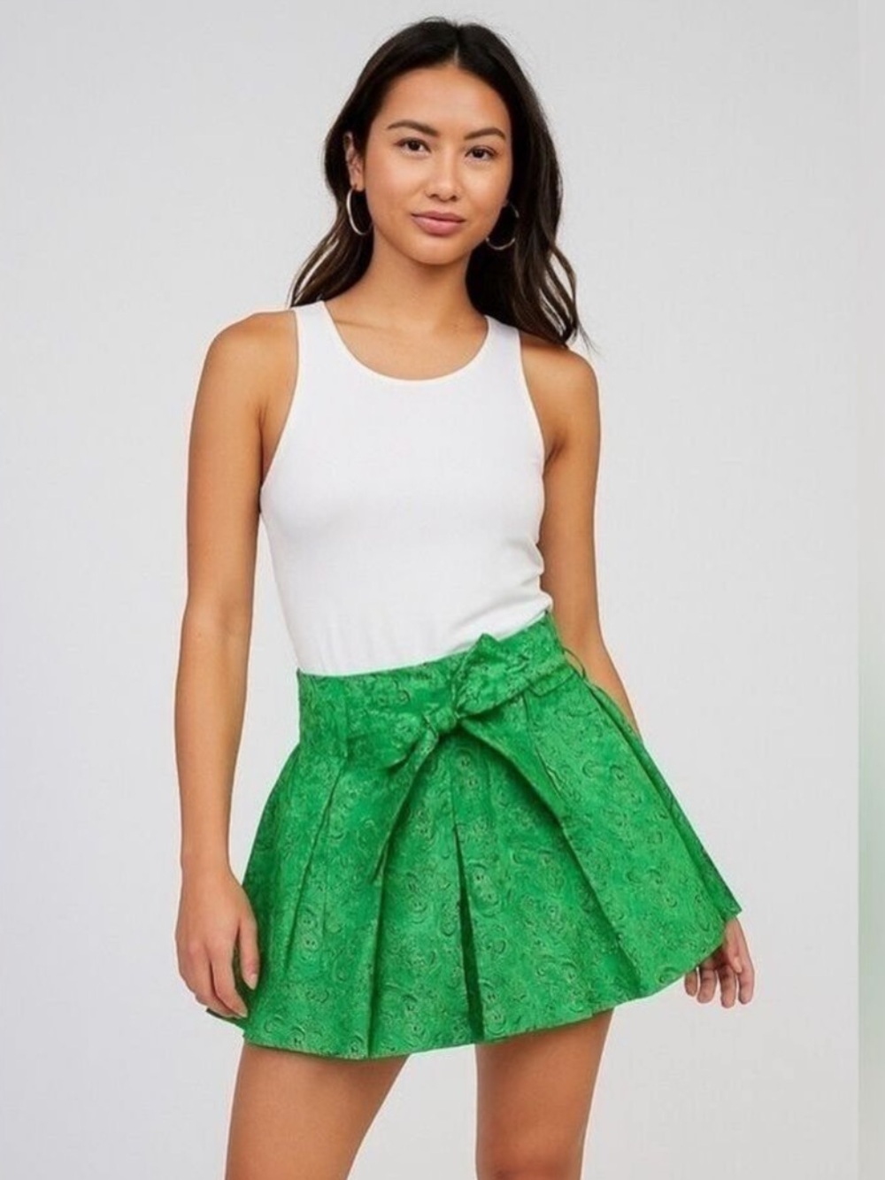 10 Crosby Derek Lam Green Paisley Tie-Waist Skirt